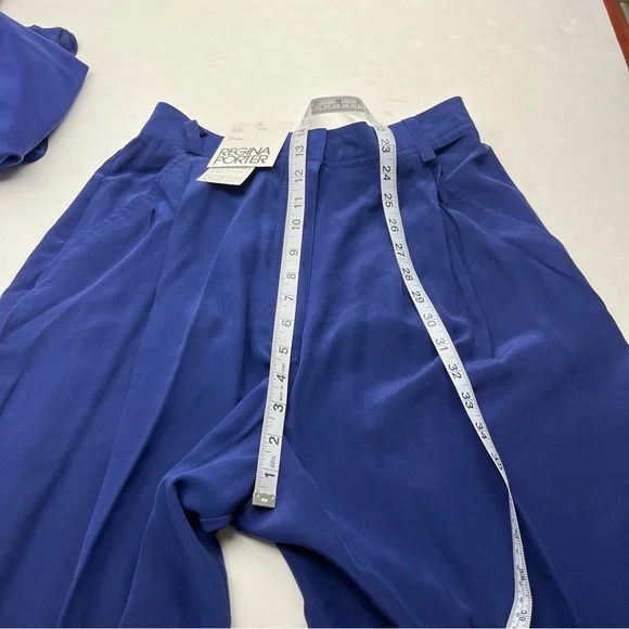 Regina Porter Womens Large Purple Blue Wicked 90s Shirt & Pants 100%‎ Silk NEW - Picture 12 of 16